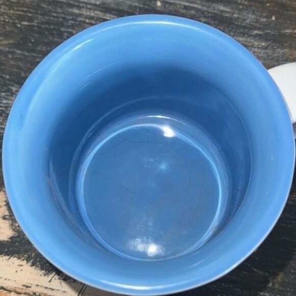 SeaWorld Dolphin Ceramic Mug 3" Tall 3" Diameter White & Blue Made In China - Picture 3 of 6